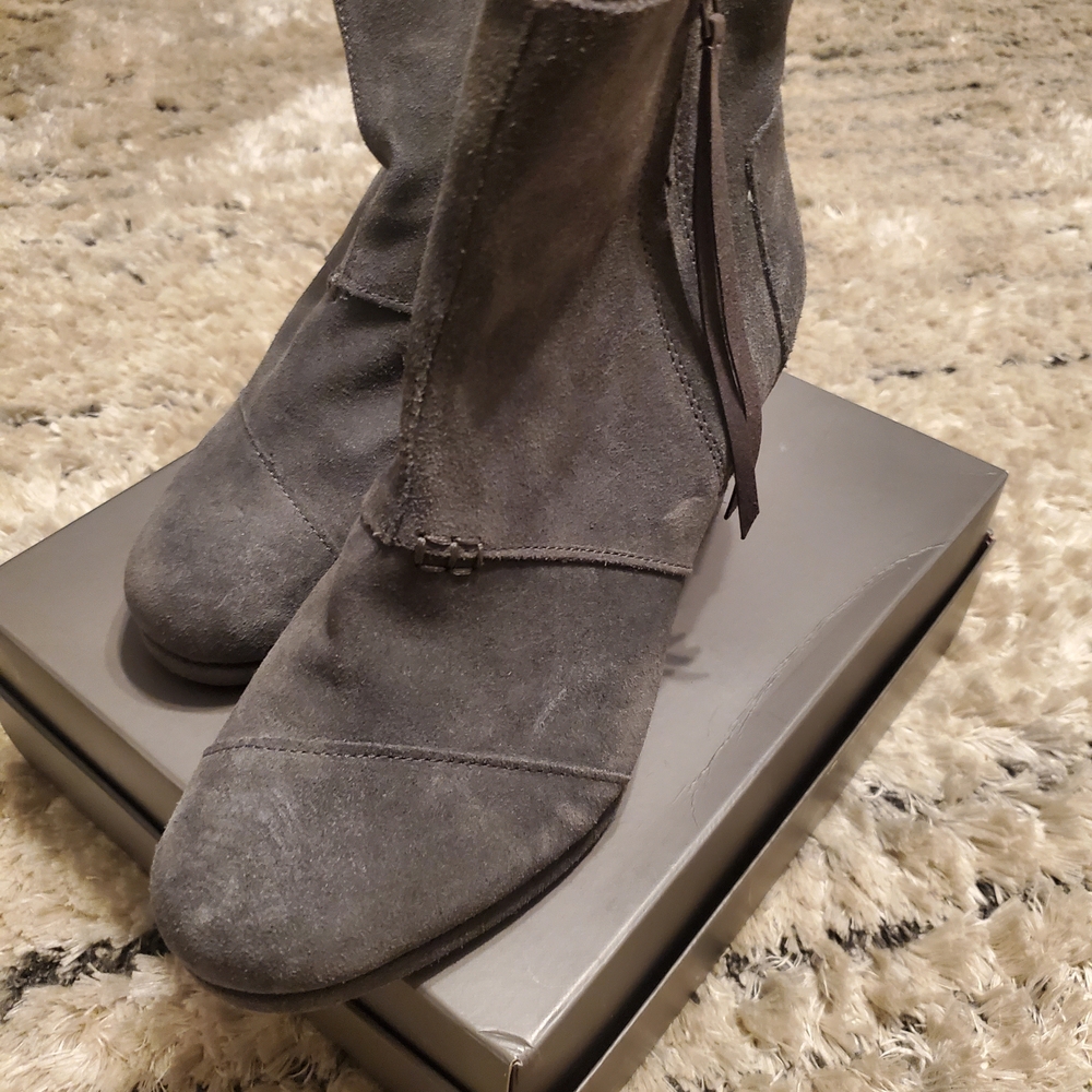 Toms Charcoal Gray Suede Ankle Booties